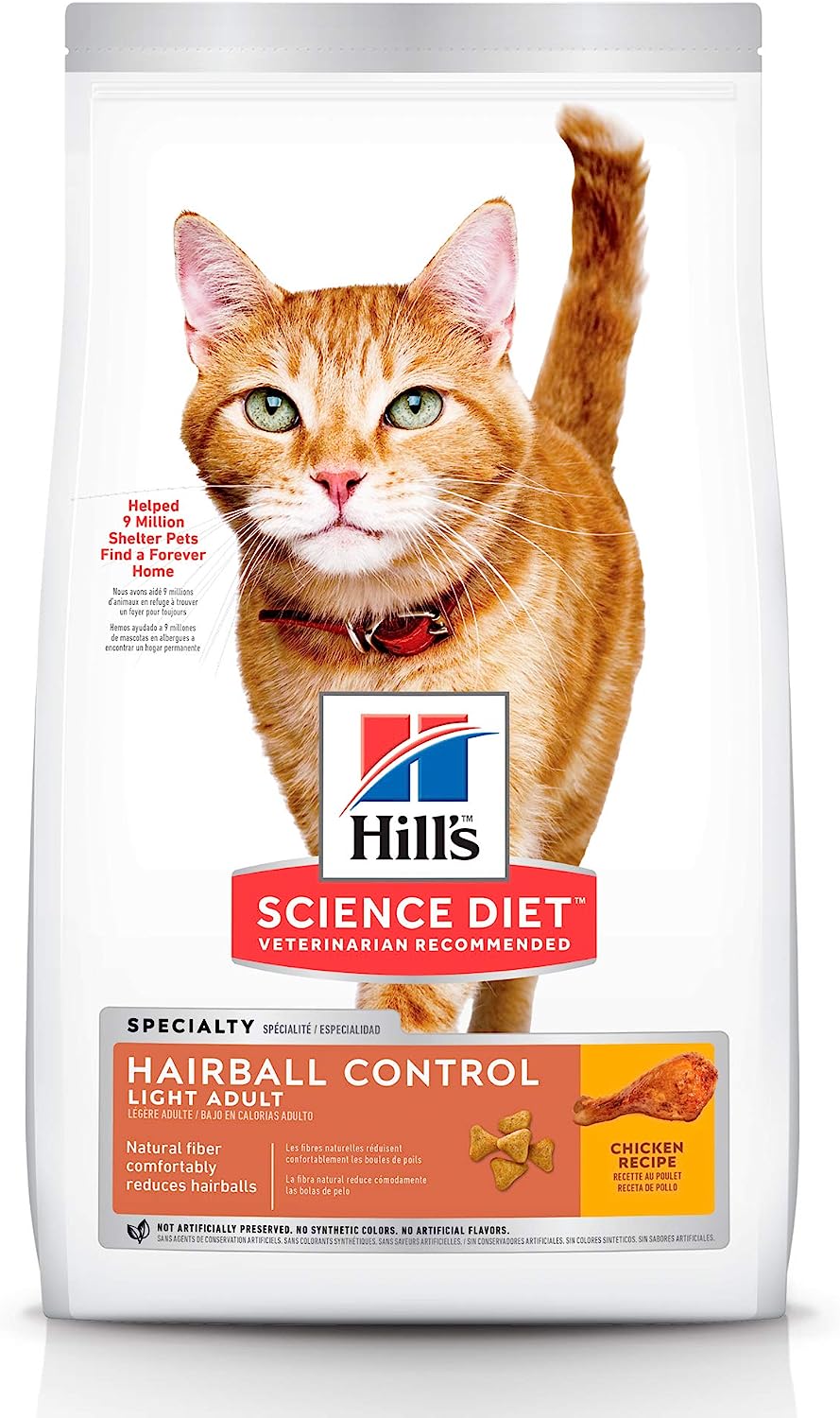 Bulto de Croquetas Gato Adulto Hill's Hairball Control Light 3.2kg | Alimento Seco para Gatos a domicilio en CDMX | Disponible en Petzer.mx