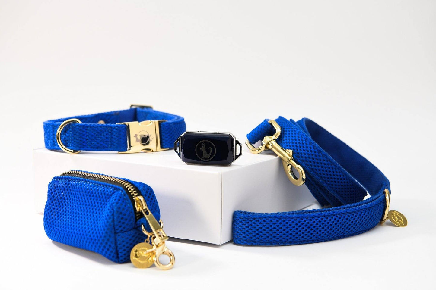 Correa para Perro o Gato con Collar con GPS y Dispensador Vaax | Azul Mesh
