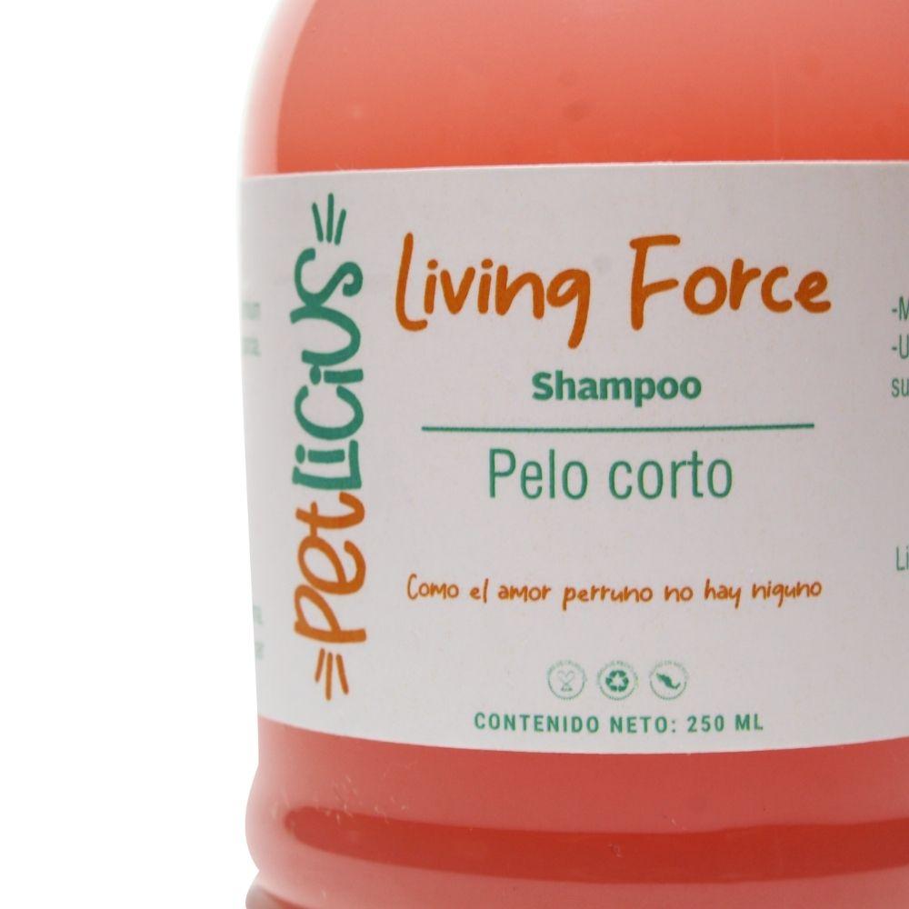 Etiqueta Shampoo para Perro y Gato Petlicius para Pelo Corto Living Force 250ml SHAMPOO PERROS Y GATOS Petlicius