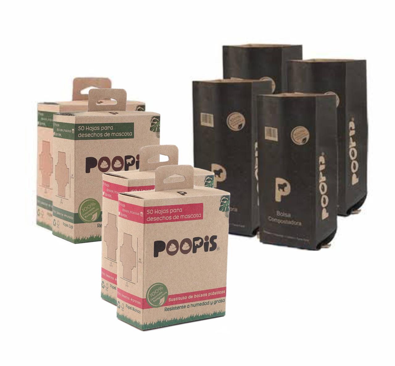 Kit Desechos de Perro Sin Plasticos Poopis Higiene Poopis