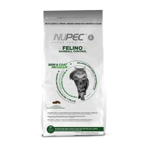 Bulto Croquetas para Gato Adulto Nupec Hairball 3kg | Alimento Seco para Gatos a domicilio CDMX | Disponible en Petzer.mx