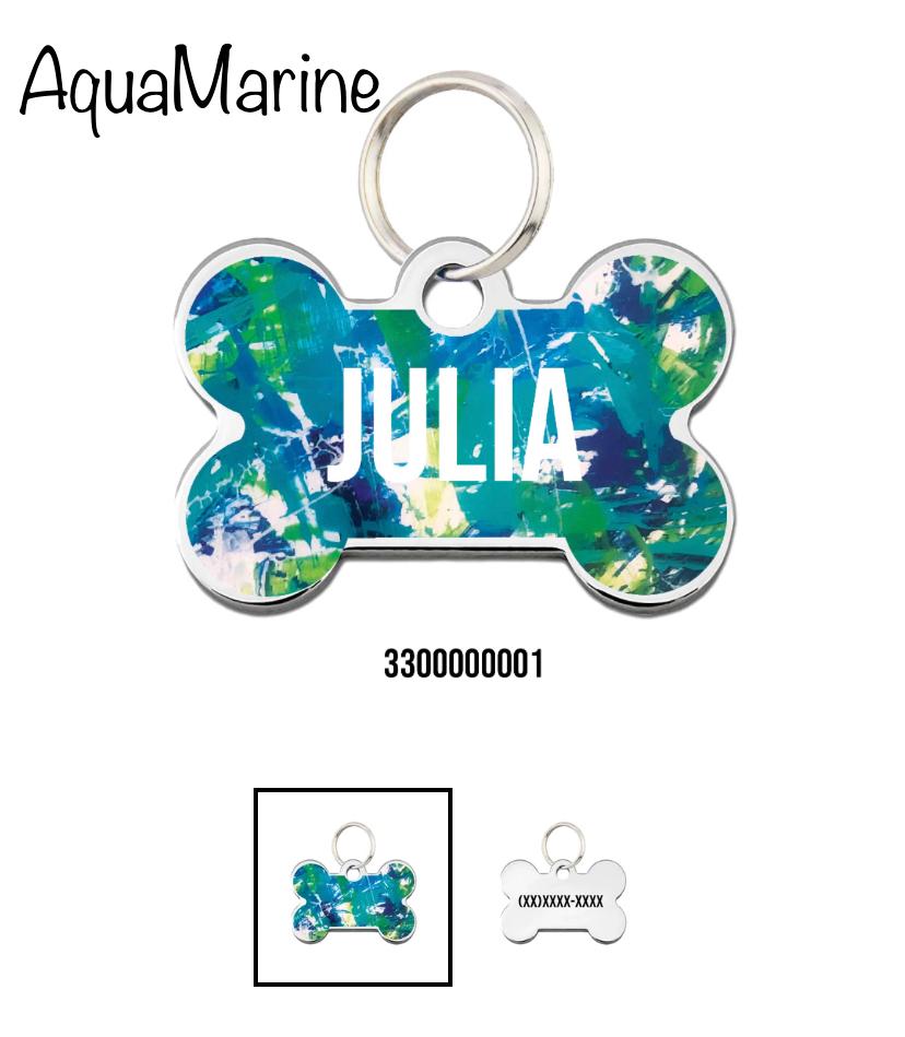 Placa para Perro o Gato Julia & Bruno Accesorio Julia and Bruno Placa - Pintada a Mano - AquaMarine