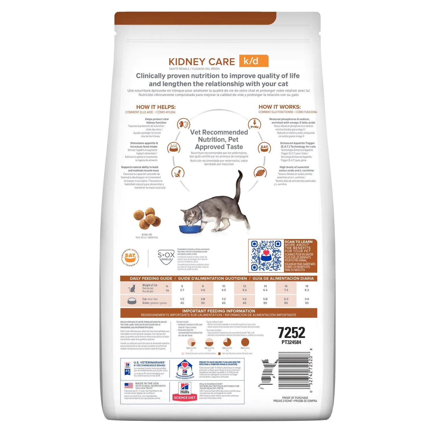 Bulto de Croquetas Gato Hill's Prescription Diet k/d 1.8kg | Alimento Seco para Gatos a domicilio en CDMX | Disponible en Petzer.mx