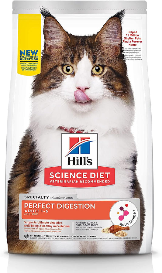 Bulto de Croquetas Gato Adulto Hill's Perfect Digestion 1.6kg | Alimento Seco para Gatos a domicilio en CDMX | Disponible en Petzer.mx