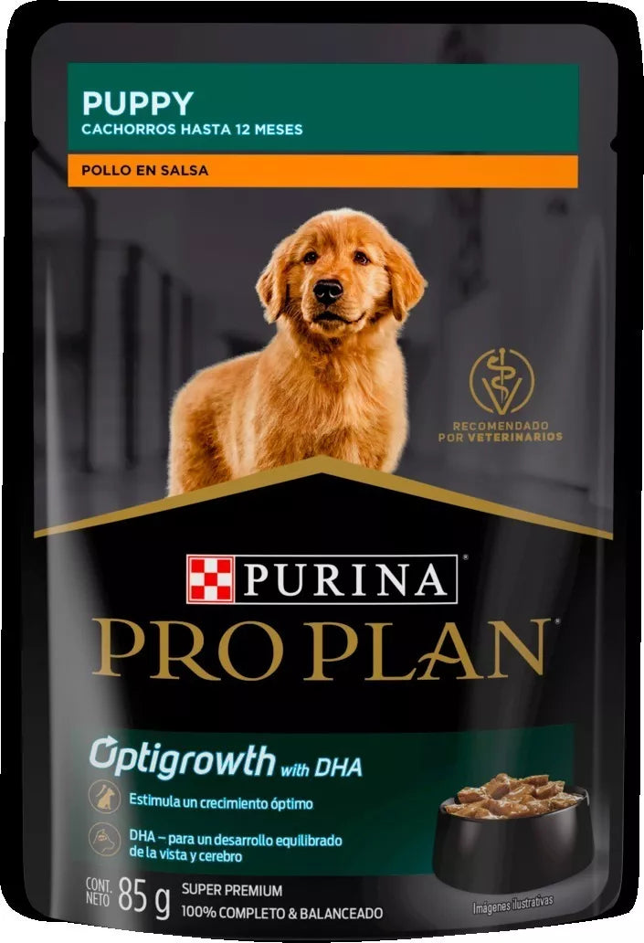 Caja de 24 Sobres Perro Cachorro Pro Plan Pouch Optigrowth 85g