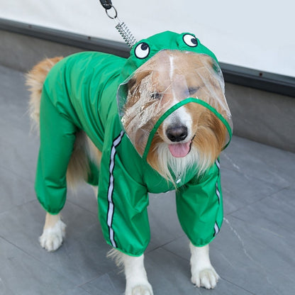 Gabardina para proteger a tu perro de la lluvia con diseño de rana