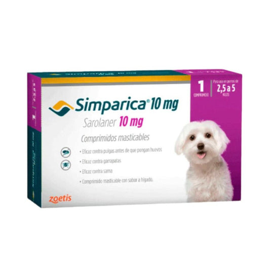 Paquete de 2 Desparasitantes Simparica 10 mg 1 dosis | Ectoparasiticida