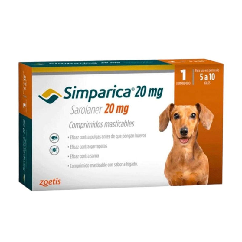 Paquete de 2 Desparasitantes Simparica 20 mg 1 dosis | Ectoparasiticida