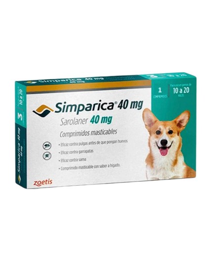 Paquete de 2 Desparasitantes Simparica 40 mg 1 dosis | Ectoparasiticida
