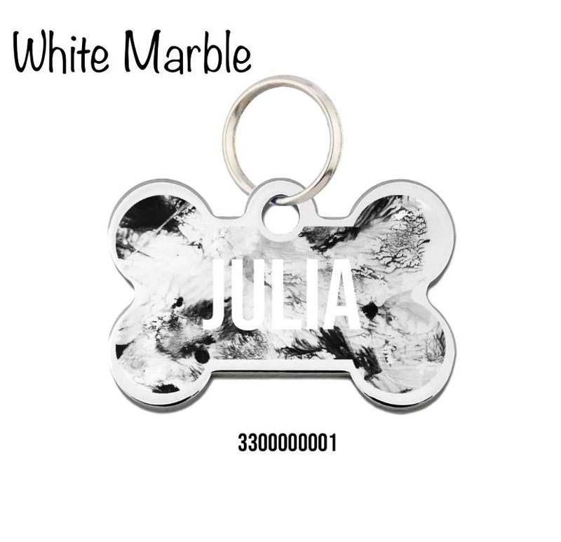 Placa para Perro o Gato Julia & Bruno Accesorio Julia and Bruno Placa - Pintada a Mano - White Marble 